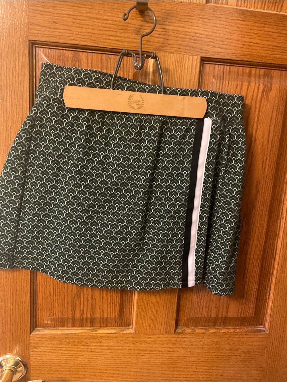 Patterned Black & White Mini Skort with Side Stripe